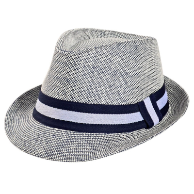 Blauer Stroh-Fedora