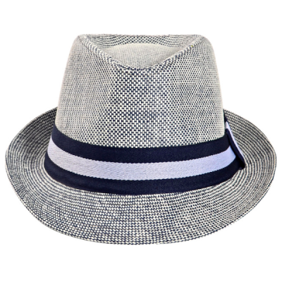 Blauer Stroh-Fedora