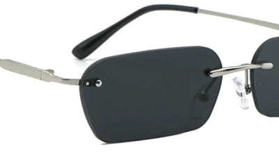 Schwarze randlose rechteckige Sonnenbrille