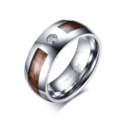 Ring mit CZ-Holzeinlage