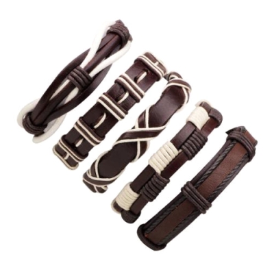 Braunes Lederarmband-Set