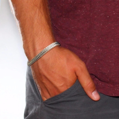 Silbernes 2-reihiges Fuchsschwanz-Armband