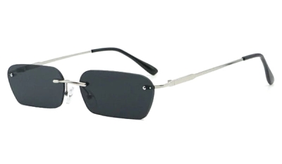 Schwarze randlose rechteckige Sonnenbrille