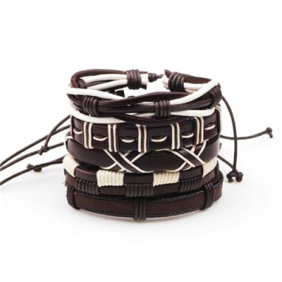 Braunes Lederarmband-Set