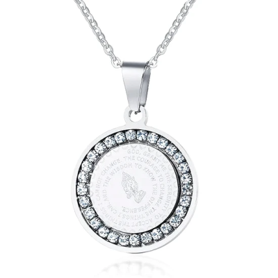 Halskette mit Anhänger „Gelassenheitsgebet“ aus Silber mit CZ
