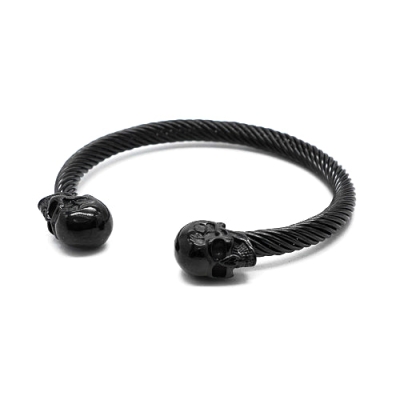 Schwarzes Totenkopf-Manschettenarmband