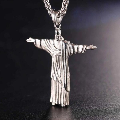 Silberne Retter-Jesus-Christus-Anhänger-Halskette