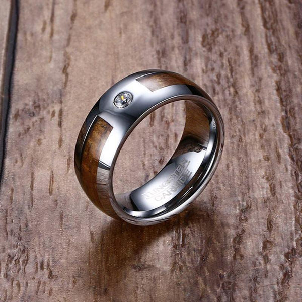 Ring mit CZ-Holzeinlage