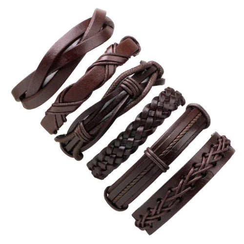 Braunes Lederarmband-Set