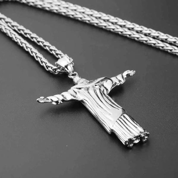 Silberne Retter-Jesus-Christus-Anhänger-Halskette