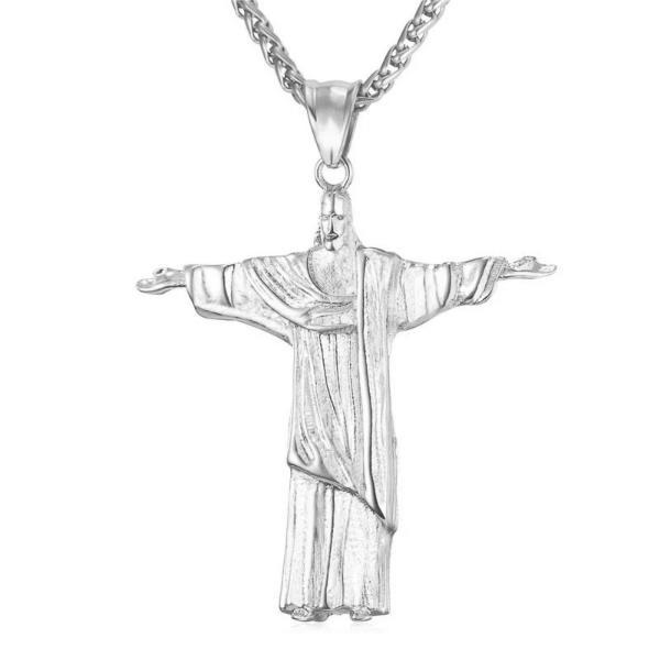 Silberne Retter-Jesus-Christus-Anhänger-Halskette