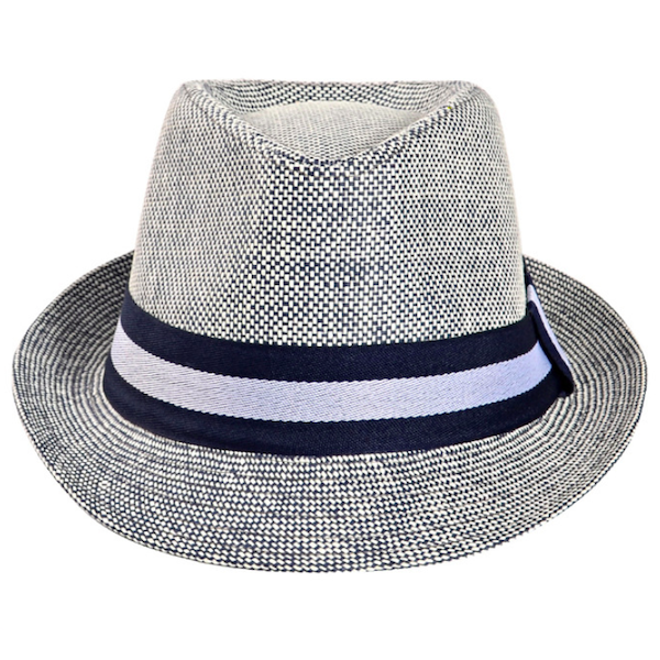 Blauer Stroh-Fedora