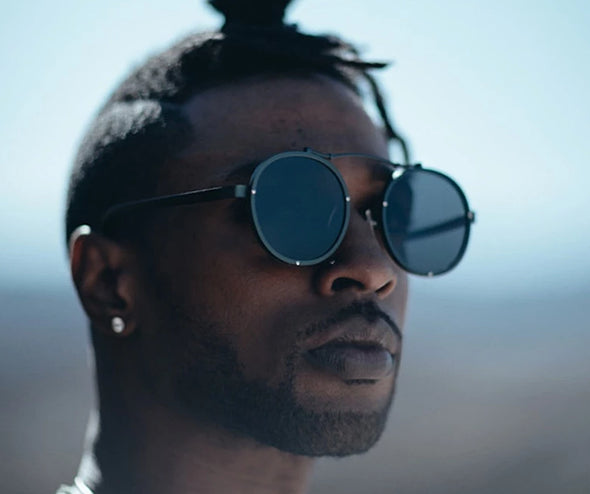 Schwarze runde Retro-Sonnenbrille