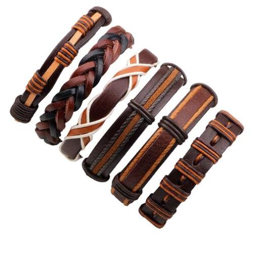 Braunes Lederarmband-Set