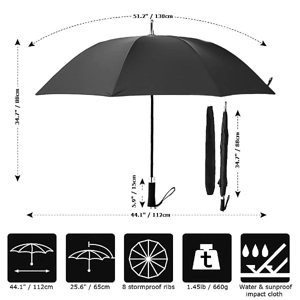 Schwarzer langer winddichter Regenschirm