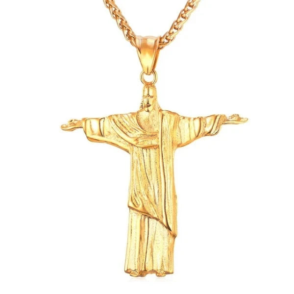 Goldene Halskette mit Anhänger „Retter Jesus Christus“.