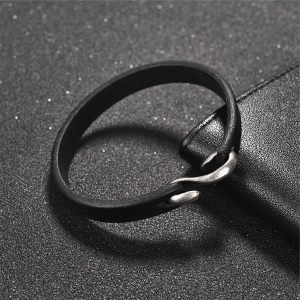 Schwarzes Vintage-Lederarmband