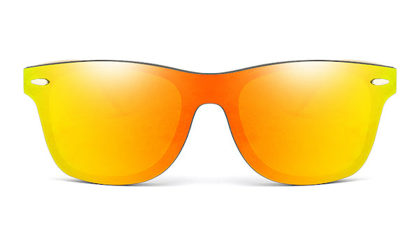 Sonnenbrille aus orangefarbenem Bambusholz