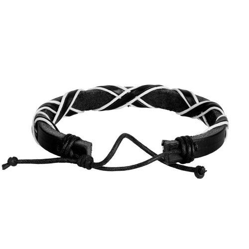Schwarz-weißes Leder-Schnürarmband