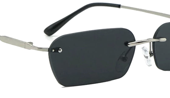 Schwarze randlose rechteckige Sonnenbrille