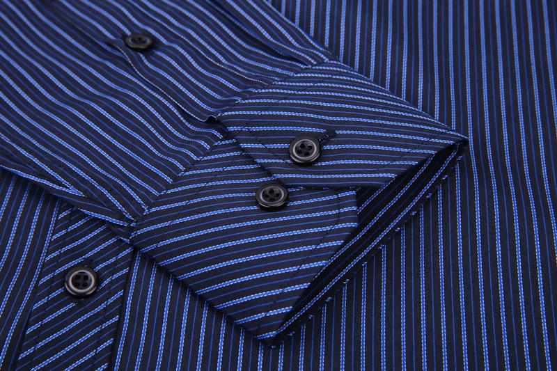 Marineblaues gestreiftes Hemd | Moderne Passform | Größen 38-48