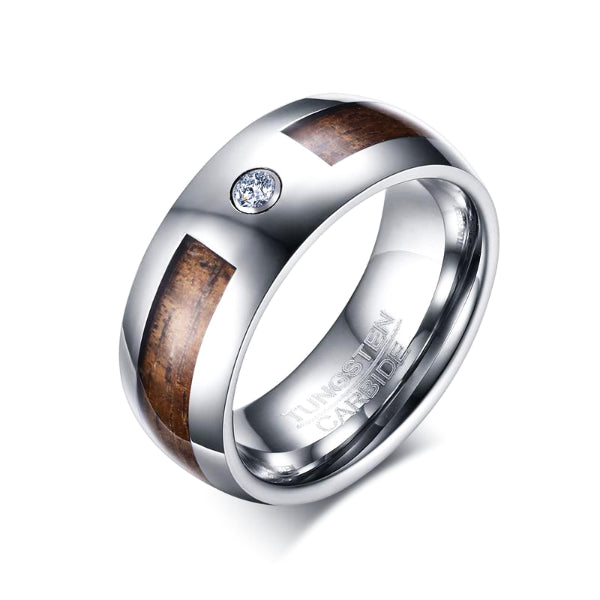 Ring mit CZ-Holzeinlage