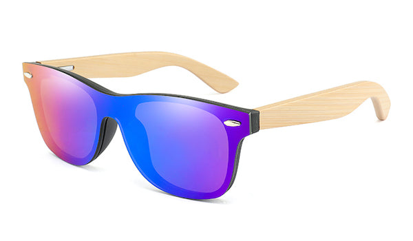 Lila Sonnenbrille aus Bambusholz