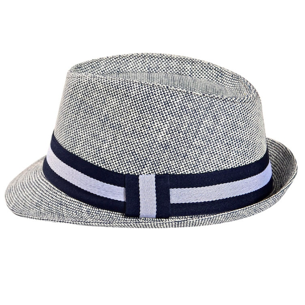 Blauer Stroh-Fedora