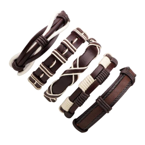 Braunes Lederarmband-Set