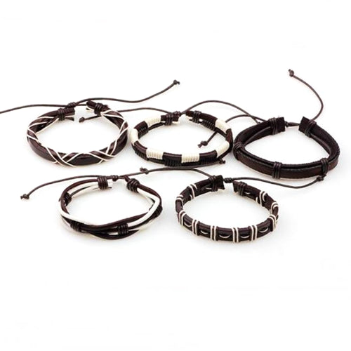 Braunes Lederarmband-Set