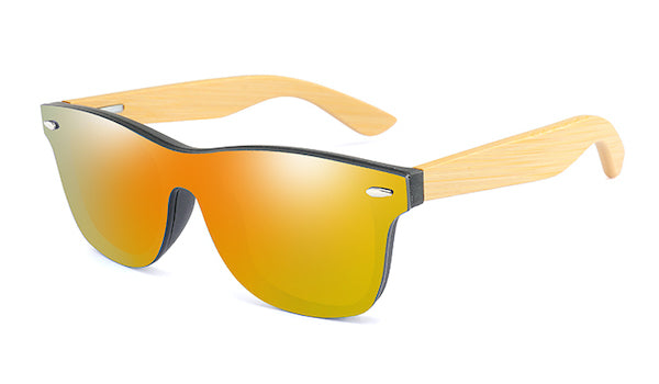 Sonnenbrille aus orangefarbenem Bambusholz