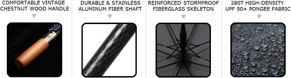 Grey strong wooden umbrella selling points