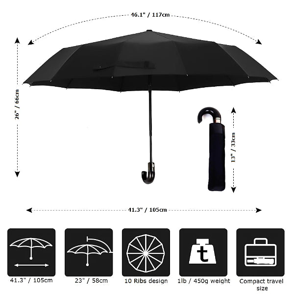 Klappbarer Regenschirm mit Ledergriff
