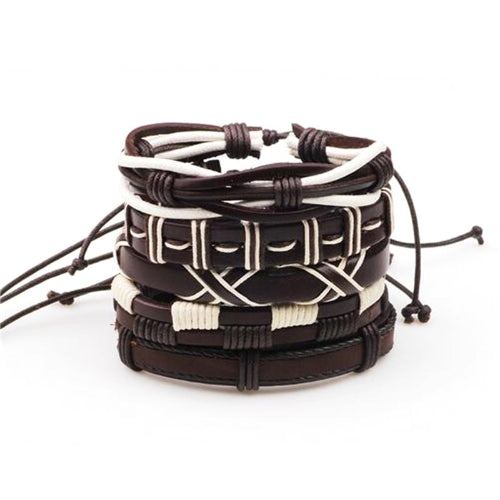 Braunes Lederarmband-Set
