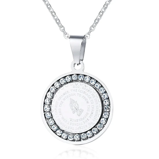 Halskette mit Anhänger „Gelassenheitsgebet“ aus Silber mit CZ