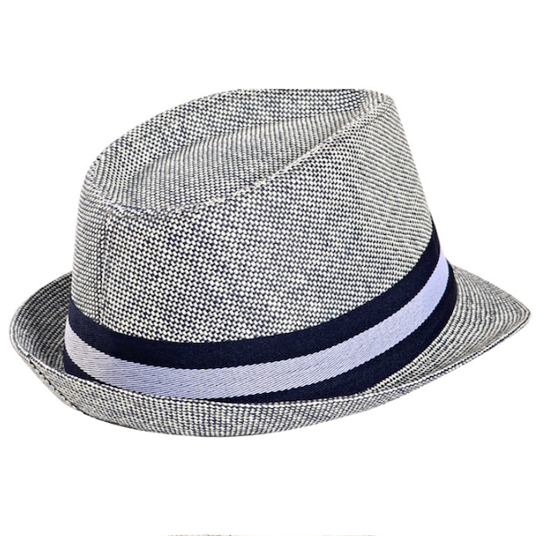 Blauer Stroh-Fedora