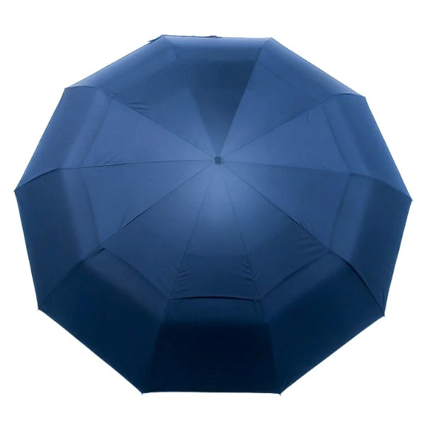 Blauer, großer, faltbarer, winddichter Regenschirm
