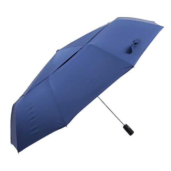 Blauer, großer, faltbarer, winddichter Regenschirm