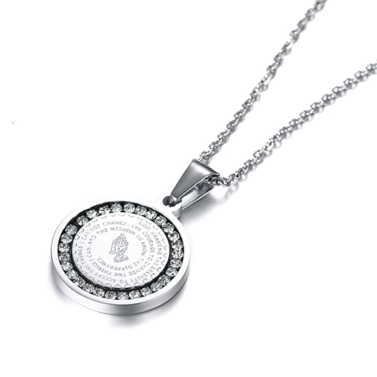 Halskette mit Anhänger „Gelassenheitsgebet“ aus Silber mit CZ