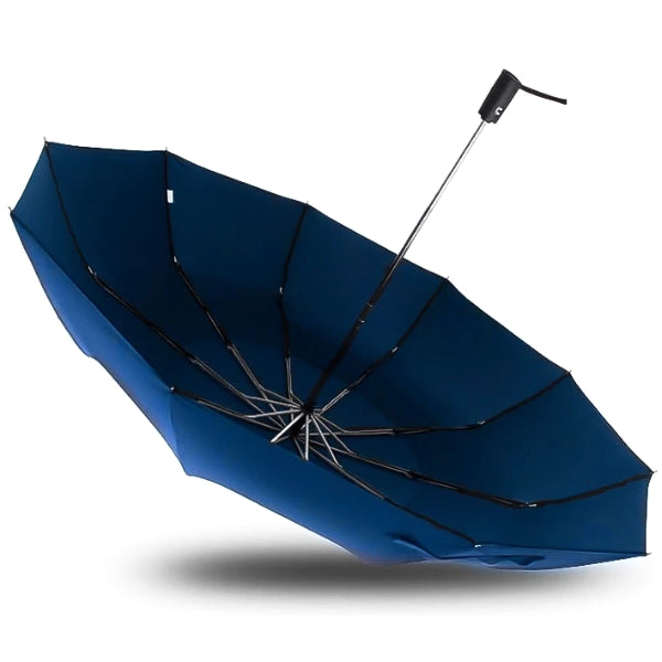 Blauer, großer, faltbarer, winddichter Regenschirm