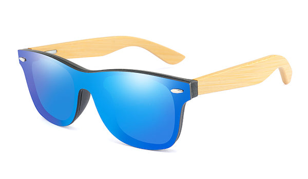 Blaue Sonnenbrille aus Bambusholz