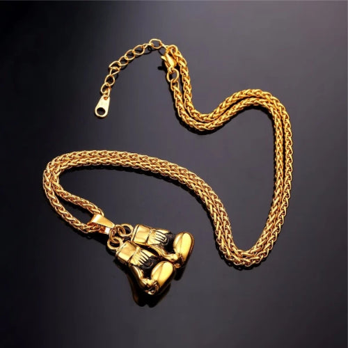 Goldene Boxhandschuhe-Anhänger-Halskette