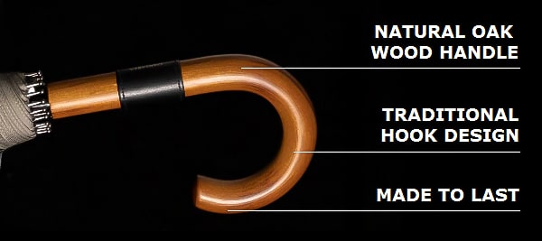 Handle details of the beige gentleman's windproof umbrella