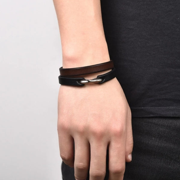 Schwarzes Vintage-Lederarmband