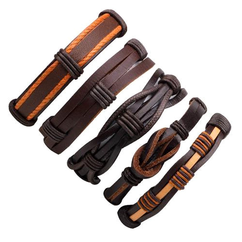 Braunes Lederarmband-Set