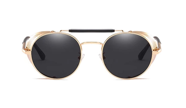 Runde Sonnenbrille mit seitlichem Schild