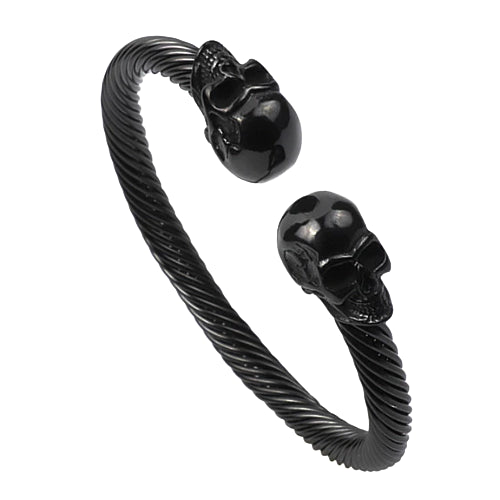 Schwarzes Totenkopf-Manschettenarmband