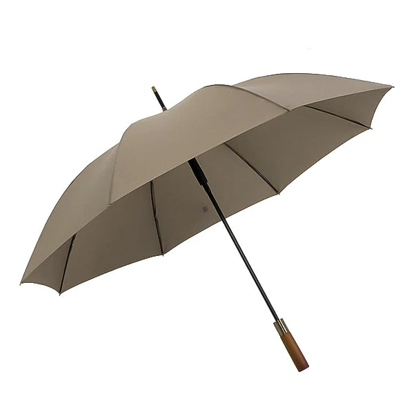 Beigefarbener starker Regenschirm aus Holz