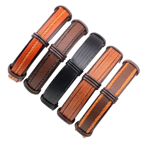 Braunes Lederarmband-Set