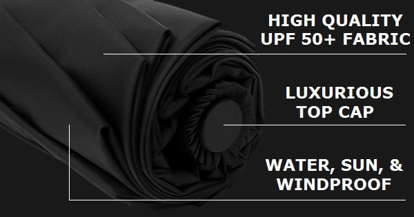 Fabric details of the wine red & black 2 color umbrella
